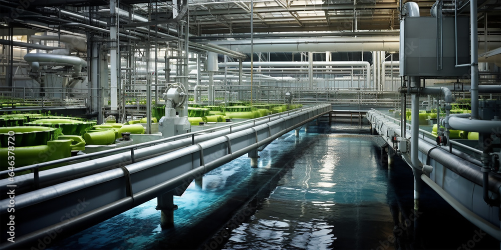 industrial wastewater treatment plant in the process of purifying water before it is discharged