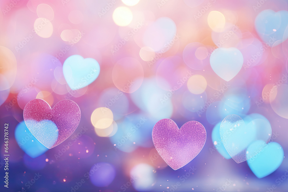 Fototapeta premium Valentine abstract bokeh background in soft colours , heart bokeh 