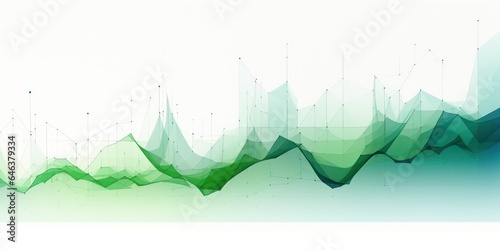 Abstract data and information visualization, increasing function and line graph concept, in tones of green and teal.