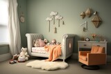 Plush childrens bed in rich velvet, ideal for a charming nursery