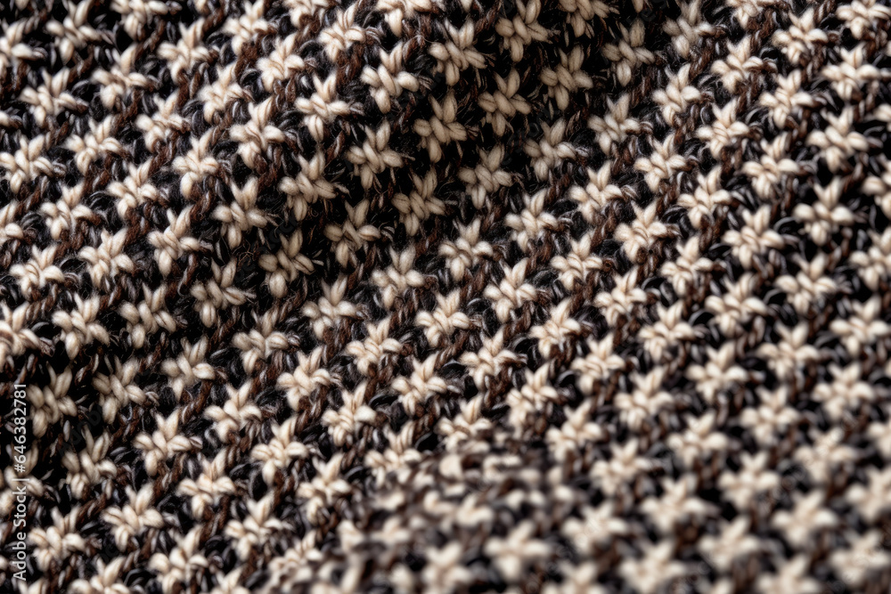 Fototapeta premium Zoomed-In Symmetrical Close-Up: Mesmerizing Monochrome Houndstooth Pattern Unveiling Exquisite Textures and Intricate Details for a Captivating and Stylish Background in Macro Photography.