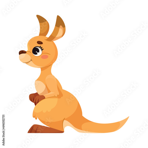 Cute Kangaroo as Australian Animal Character in Standing Pose Vector Illustration