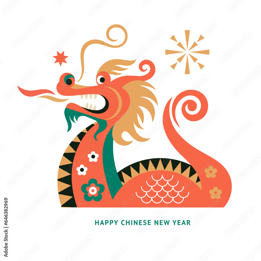Chinese Happy New Year 2024. Year of the Dragon. Symbol of New Year. Chinese Happy New Year 2024. Year of the Dragon. Symbol of New Year.