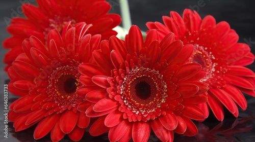Vibrant Red Gerbera Daisy  Gerbera jamesonii  in Close-up - Nature s Beauty Captured