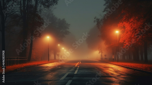Country asphalt road in a lonely night