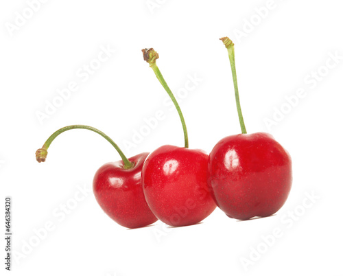 Fresh cherries fruit isolated on transparent png background © Gustavo Andrade