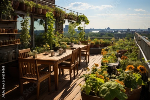 roof garden balcony with green flowers © nataliya_ua