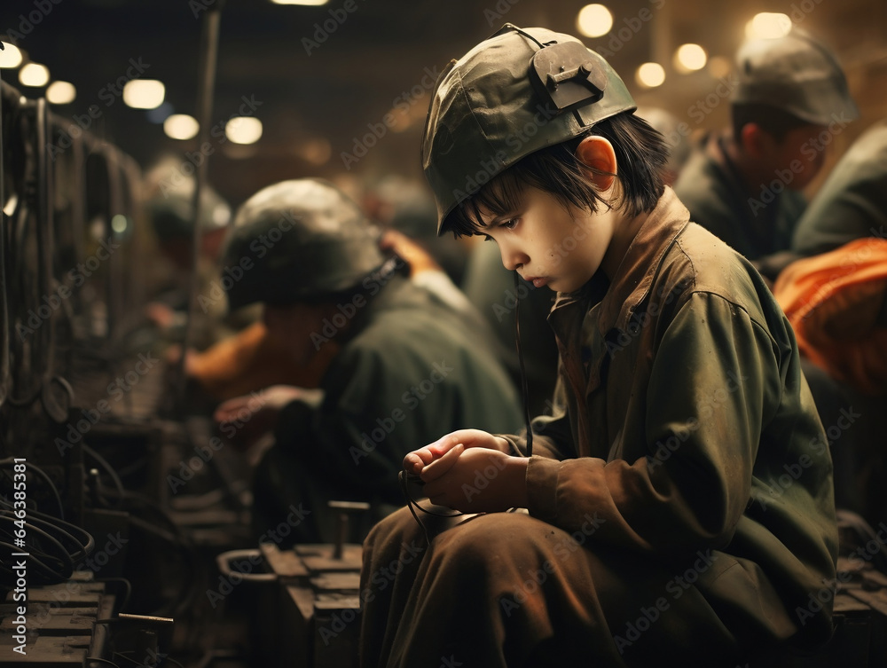 children at work in factory, generative ai children at work in factory, generative ai