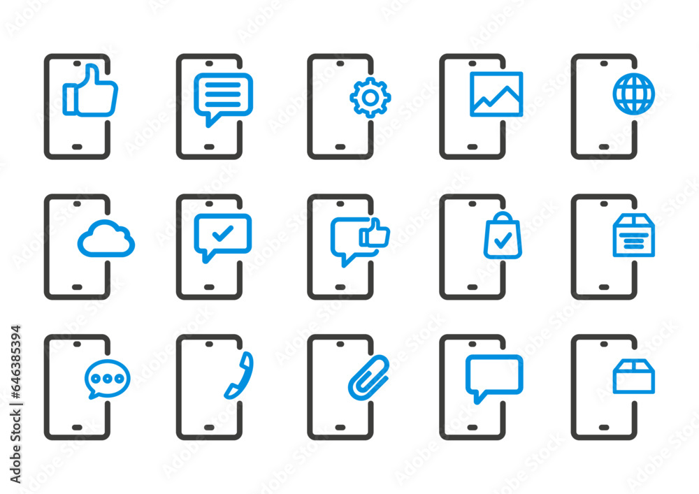 Collection et planche icones smartphone téléphone icone reunion travail Collection et planche icones smartphone téléphone icone reunion travail