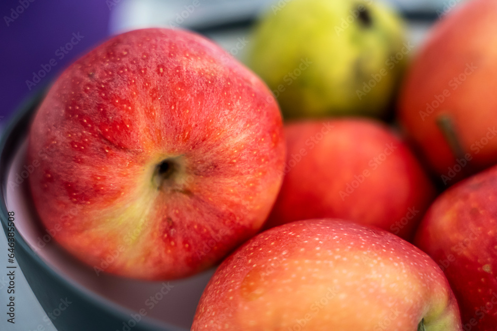 red apples, macro, selective focus.