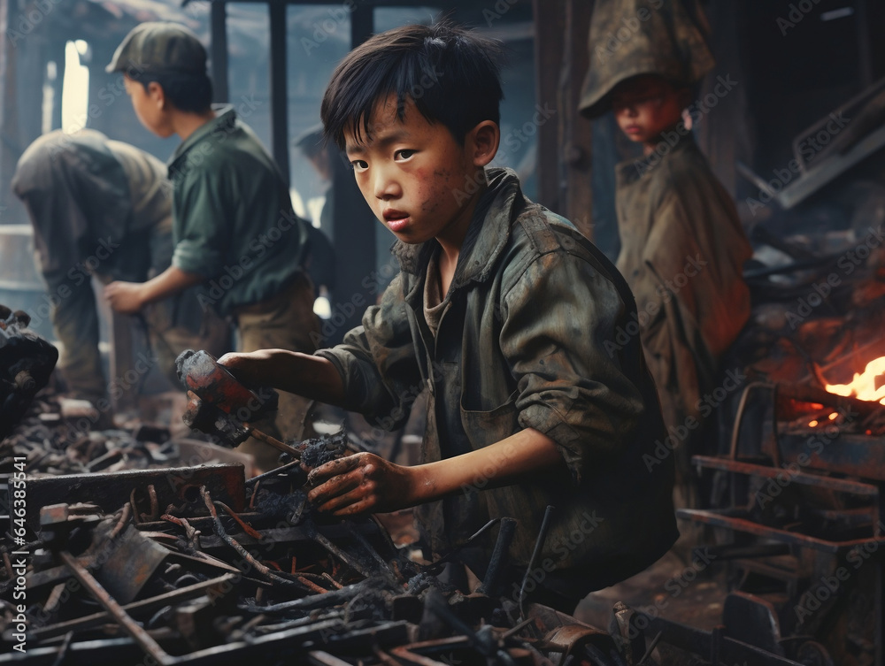 children at work in factory, generative ai children at work in factory, generative ai