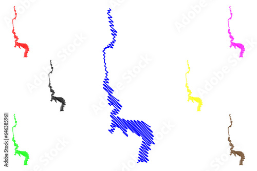Lake Kol-Suu (Kyrgyzstan, Kyrgyz Republic) map vector illustration, scribble sketch Köl-Suu or Kol Suu map