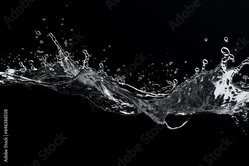 Foto A transparent black splash overlay with dynamic water movement and droplets