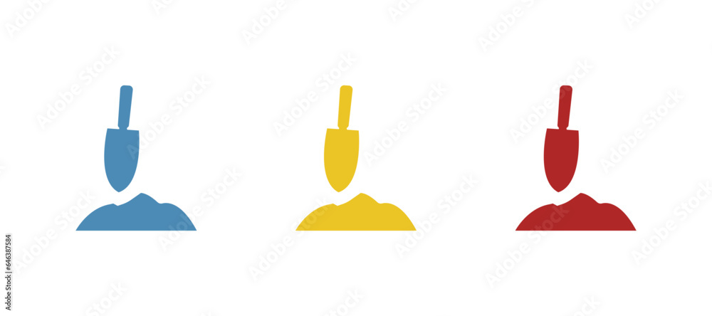 shovel and sand icon on a white background, vector illustration shovel and sand icon on a white background, vector illustration