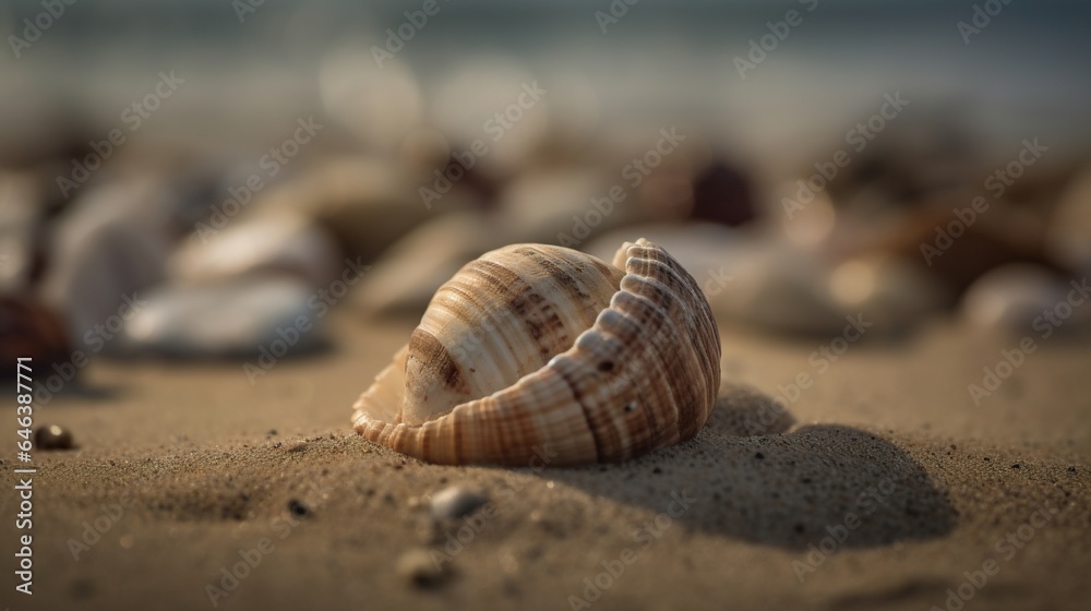 Tranquil Seashell on Sandy Beach - Coastal Serenity and Natural Elegance Tranquil Seashell on Sandy Beach - Coastal Serenity and Natural Elegance