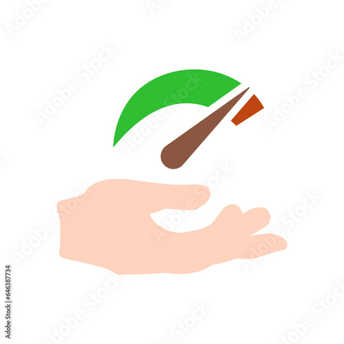 speedometer hand icon on a white background, vector illustration