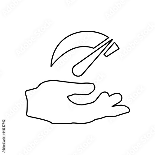 speedometer hand icon on a white background, vector illustration