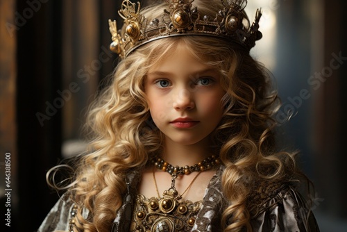 small queen girl with gold crown