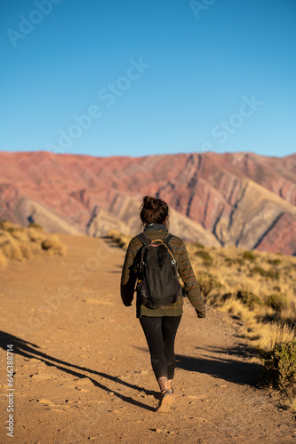 People in the Serrania de Hornocal, the hill of the fourteen colors in the Quebrada de Humahuaca , Jujuy, Argentina in 2023.