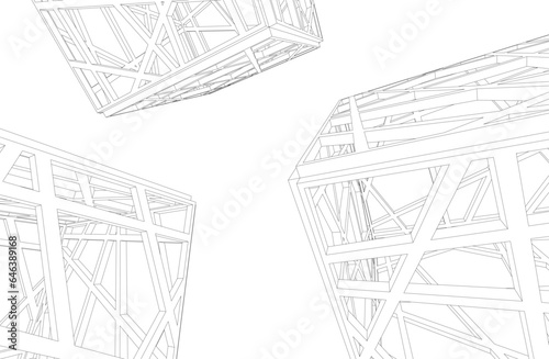 Architectural background. Cube lattice construction
