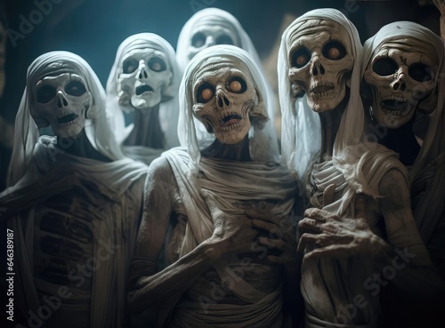 A group of Egyptian mummies photo