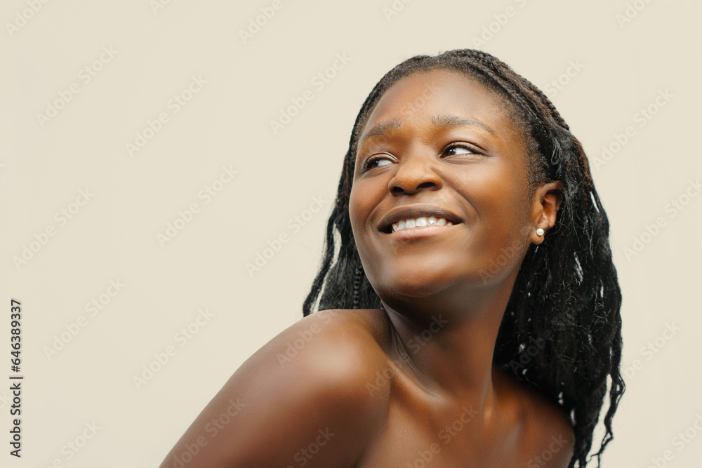 A confident young woman feels positive and comfortable in her body. Body Positive and vitality concept in a studio. A confident young woman feels positive and comfortable in her body. Body Positive and vitality concept in a studio.