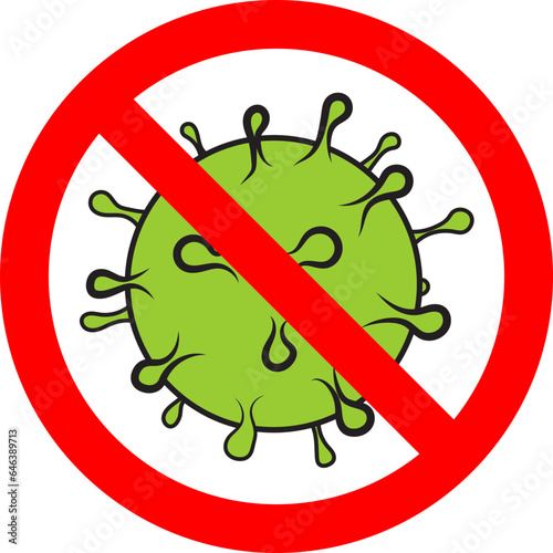 Stop virus vector prohibition sign. No bacteria epidemic. Global biohazard caution