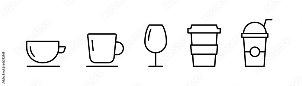 Coffee cup icon in line. Tea cup symbol. Juice icon in line. Mug symbol in outline. Coffee mug in linear. Stock vector illustration Coffee cup icon in line. Tea cup symbol. Juice icon in line. Mug symbol in outline. Coffee mug in linear. Stock vector illustration