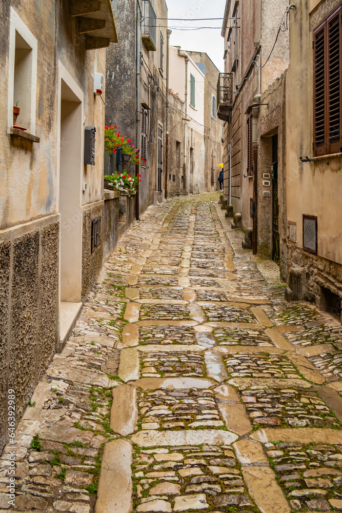 View on a street of Erice, Sicily, Italy