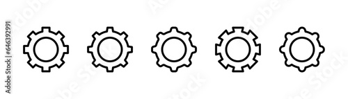 Gear icon in line. Gearwheel icons set. Cogwheel sign. Progress symbol. Gear mechanism in outline. Stock vector illustration