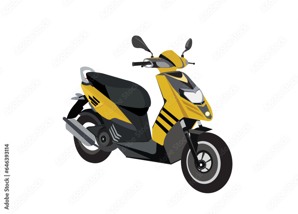 Vector illustration of side view of cool yellow color automatic Scooter.
Vector illustration of side view of cool yellow color automatic Scooter.