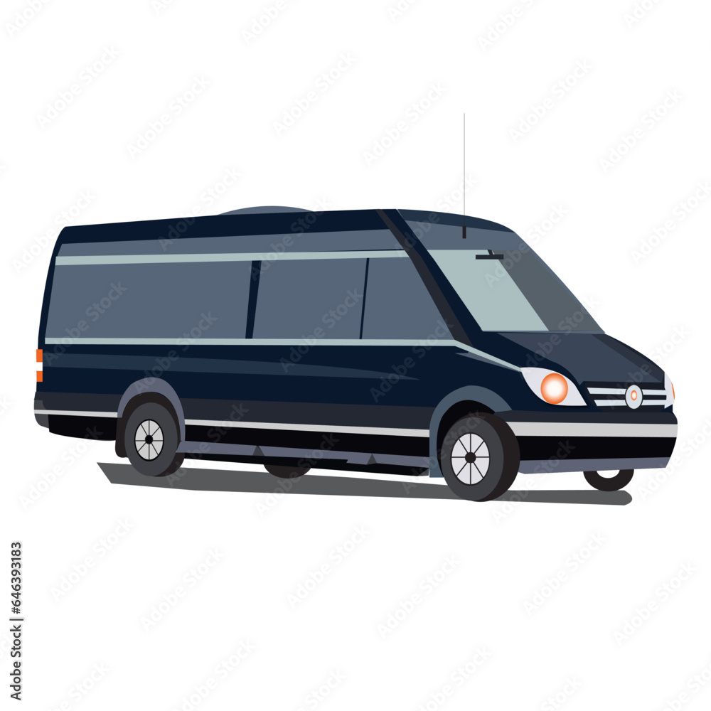 Vector illustration of Minivan Car in side view for passenger loading.
