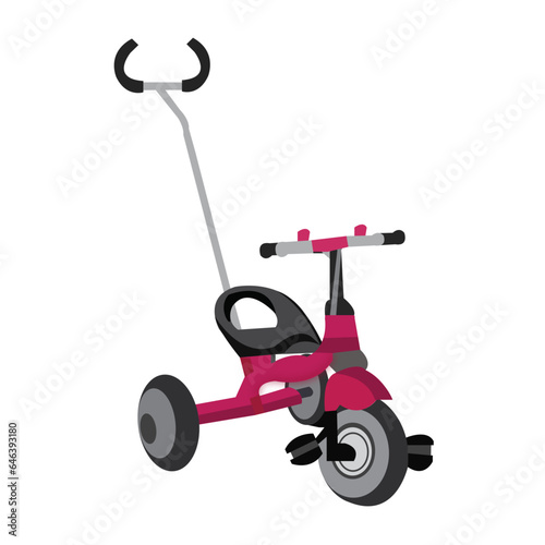 Vector illustration of kids Tricycle with handle.
