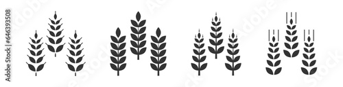Wheat icon set. Wheat symbol. Agriculture wheat sign. Vector illustration.