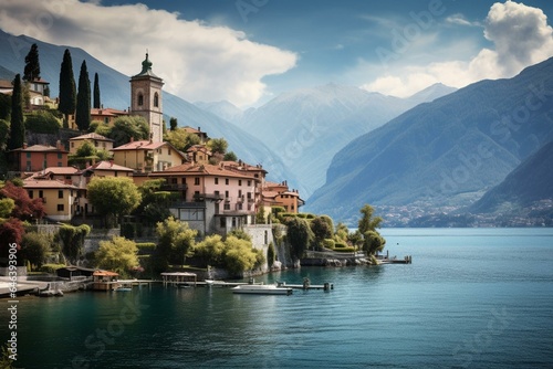 Scenic Varenna, Como, Italy. Generative AI photo