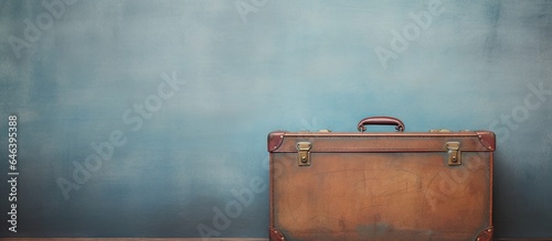 antique luggage isolated pastel background Copy space