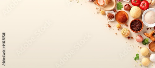 Assorted balls made of different types of meat and tofu isolated pastel background Copy space