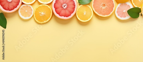 Citrus slices with spices isolated pastel background Copy space