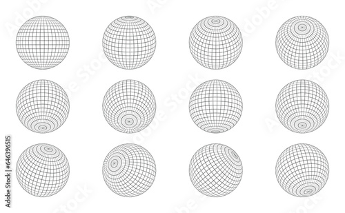 3d wireframe sphere grid globe vector set © arbaz