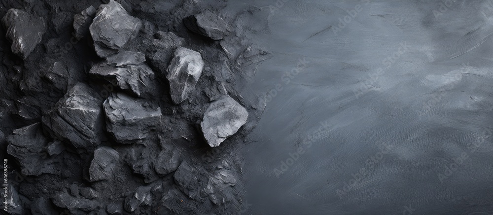 Fototapeta premium Charcoal mass on isolated pastel background Copy space