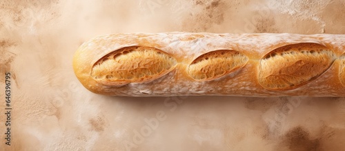 Bread from France or traditional long loaf isolated pastel background Copy space