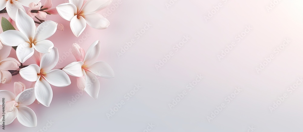 Caucasian woman isolated pastel background Copy space