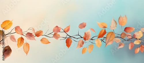 Autumn foliage stands out against isolated pastel background Copy space