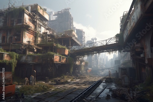 An advanced urban environment with a dystopian atmosphere. Generative AI