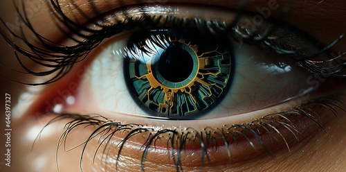 Stampa su tela beautiful closeup shot of a female human's deep blue eyes