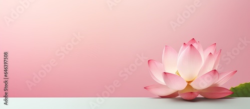 A pink lotus flower blooming in the dark isolated pastel background Copy space