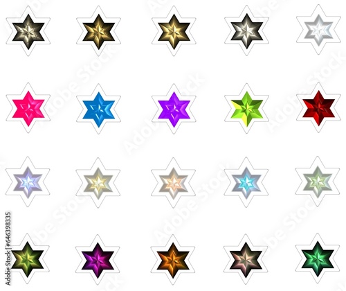 colorful 3d david stars sticker set1