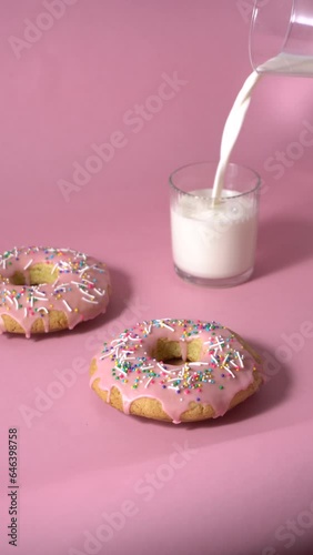 donut cookies and a glass of milk (ID: 646398758)