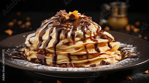 a crepe with banana doused with chocolate.