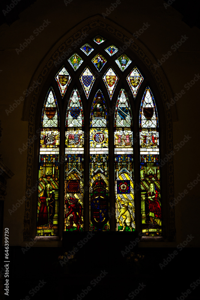 Stained Glass church window; St Nicholas Church, Stanford-on-Avon